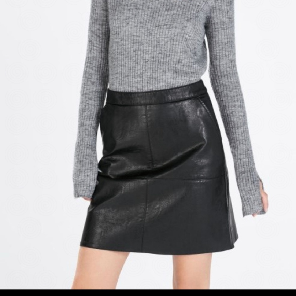 Zara Leather A-line Skirt